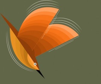 スズメのアイコンを飛んでいる鳥の背景色のクラシックなデザイン