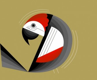 鸟背景鹦鹉图标古典平面设计