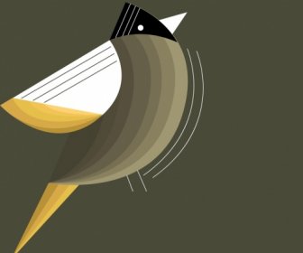 鸟背景麻雀图标五颜六色的古典平面设计