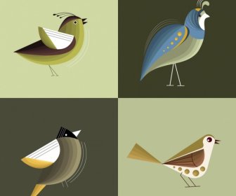 Bird Background Templates Classical Colored Flat Decor