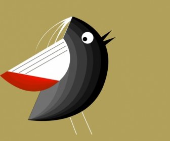 鸟背景小黑鸟图标古典设计