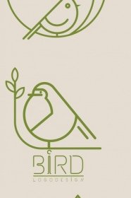 Vogel-Logo Setzt Flach Handgezeichneten Skizze