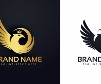 Bird Logo Template Wings Icon Shiny Silhouette Design