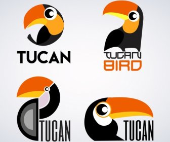 Bird Logotypes Parrot Icon Isolation Flat Design
