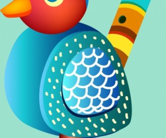 Bird Toy Flute Template Colorful 3d Design