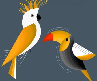 خلفية طيور الببغاوات الرموز الملونة التصميم الكلاسيكي