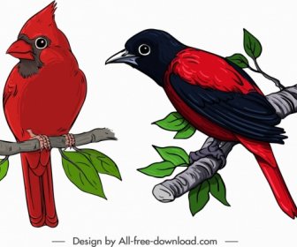 Pássaros ícones Bigodes Vermelhos Pardal Esboço Design Clássico