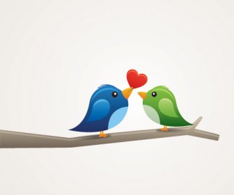 Birds In Love Vector Graphic
