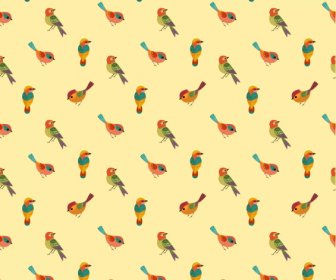 Kuşlar Türleri Desen Renkli Tekrarlayan Tasarım