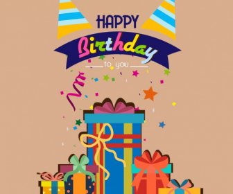 Birthday Background Colorful Eventful Decoration Box Icons
