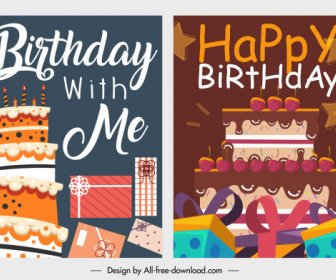 Birthday Background Templates Classic Cream Cakes Gifts Decor