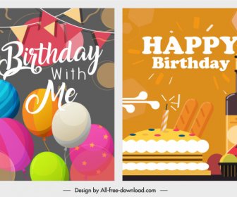 Birthday Background Templates Colorful Classical Emblems Decor
