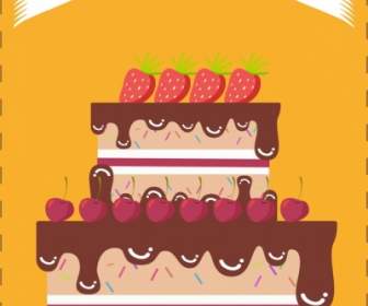 Strati Di Frutta Al Cioccolato Di Compleanno Banner Decorazione Del Dolce