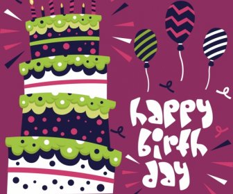 شعار عيد ميلاد الطبقات الديكور بالون كعكة كريم