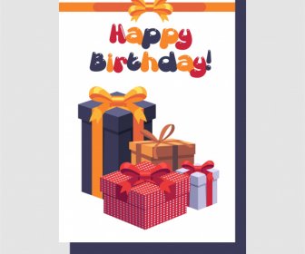 Birthday Banner Template 3d Gift Box Decor