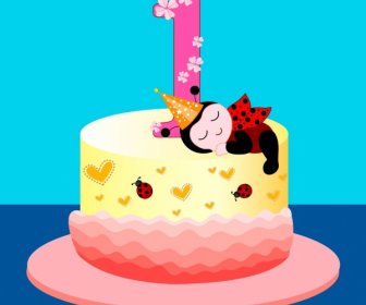 Le Numéro De Modèle De L'icône Le Gâteau D'anniversaire De Coccinelles Décoration Bougies