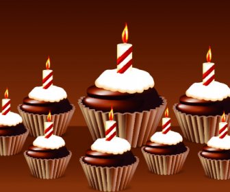 день рождения торты и свечи Векторный набор
