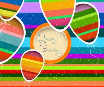 ديكور البالونات الملونة عرجاء خلفية بطاقة عيد ميلاد