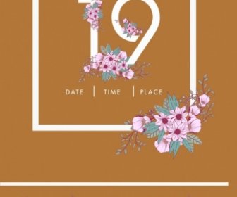 Birthday Card Background Numbers And Flowers Decoration