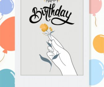 Geburtstagskarte Cover Vorlage Ballon Blütenblatt Dekor