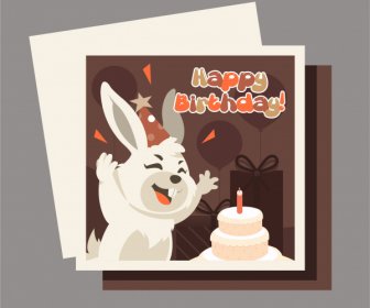 Birthday Card Template Cute Funny Rabbit Sketch