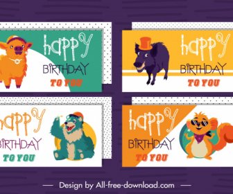 Birthday Card Templates Calf Wolf Bear Mouse Sketch