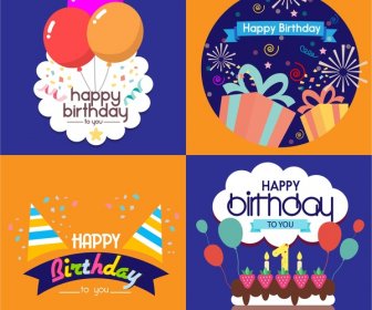 день рождения карты шаблоны изолированные с различными стилями