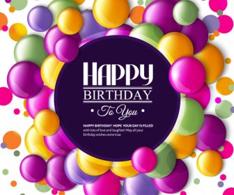 Cartão De Aniversário Com Vetor De Balões Coloridos