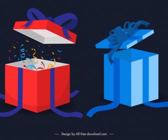 Geburtstag Dekor Elemente 3d Dynamische Geschenk-Boxen Skizze