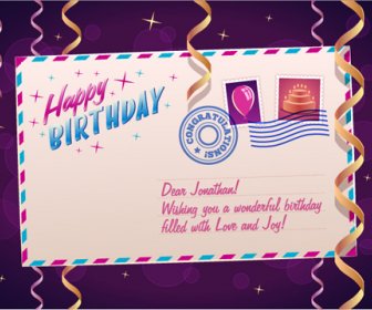 Birthday Postcard With Paper Tapes Vector