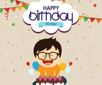 Birthday Theme Design Human And Cake Colorful Style