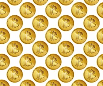 Bitcoin Muster Glänzend Sich Wiederholende Kreise Dekor