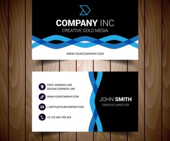 hitam dan biru bergelombang business card perusahaan