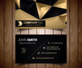 hitam dan emas abstrak business card perusahaan