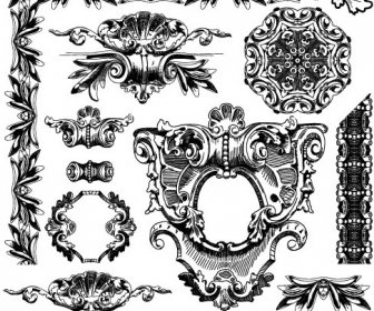 Black And White Decorative Pattern Borders Vector
