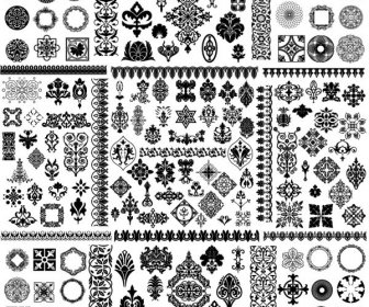 Black And White Floral Frames Vector