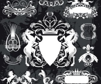 Black And White Heraldry Coat Of Arms Vector 5