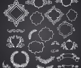 Black And White Style Ribbon With Frames Ornaments Vector