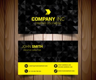 Hitam Dan Kuning Abstrak Business Card Perusahaan