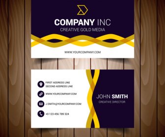 hitam dan kuning bergelombang business card perusahaan