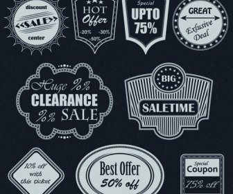 Black Big Sale Badges With Labels Vector