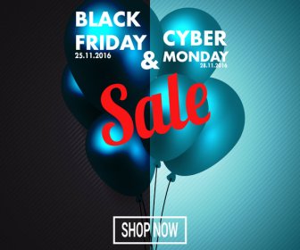 black friday and cyber monday poster dark and bright