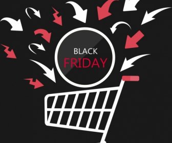 Black Friday Banner Flat Cart Icon Arrows Decoration
