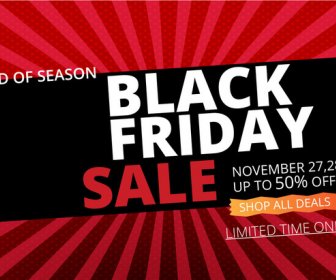 Black Friday Banner On Rays And Black Background