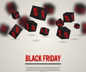 Black Friday Banner 3d Cube With Percent Background