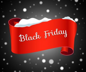 Black Friday Design With Ribbon On Snow Background