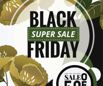 Black Friday Sale Poster Elegant Classic Botanical Decor