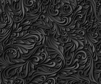 검은 종이 꽃 원활한 패턴 벡터