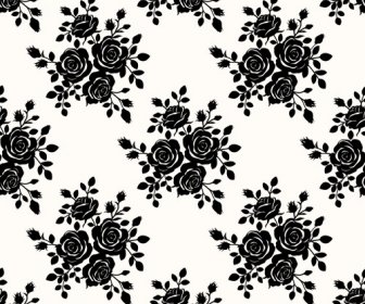 Black Roses Seamless Patterns Vector Graphics