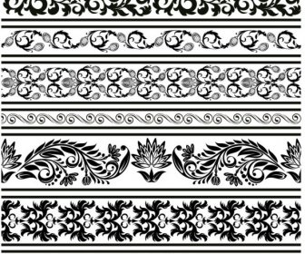 Black Seamless Lace And Ornaments Vector